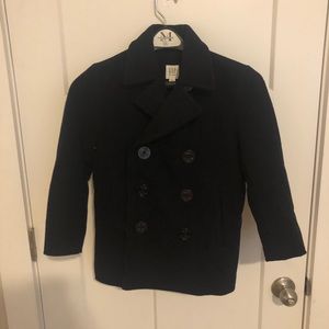 Black Classic Wool Peacoat, Sz Sm